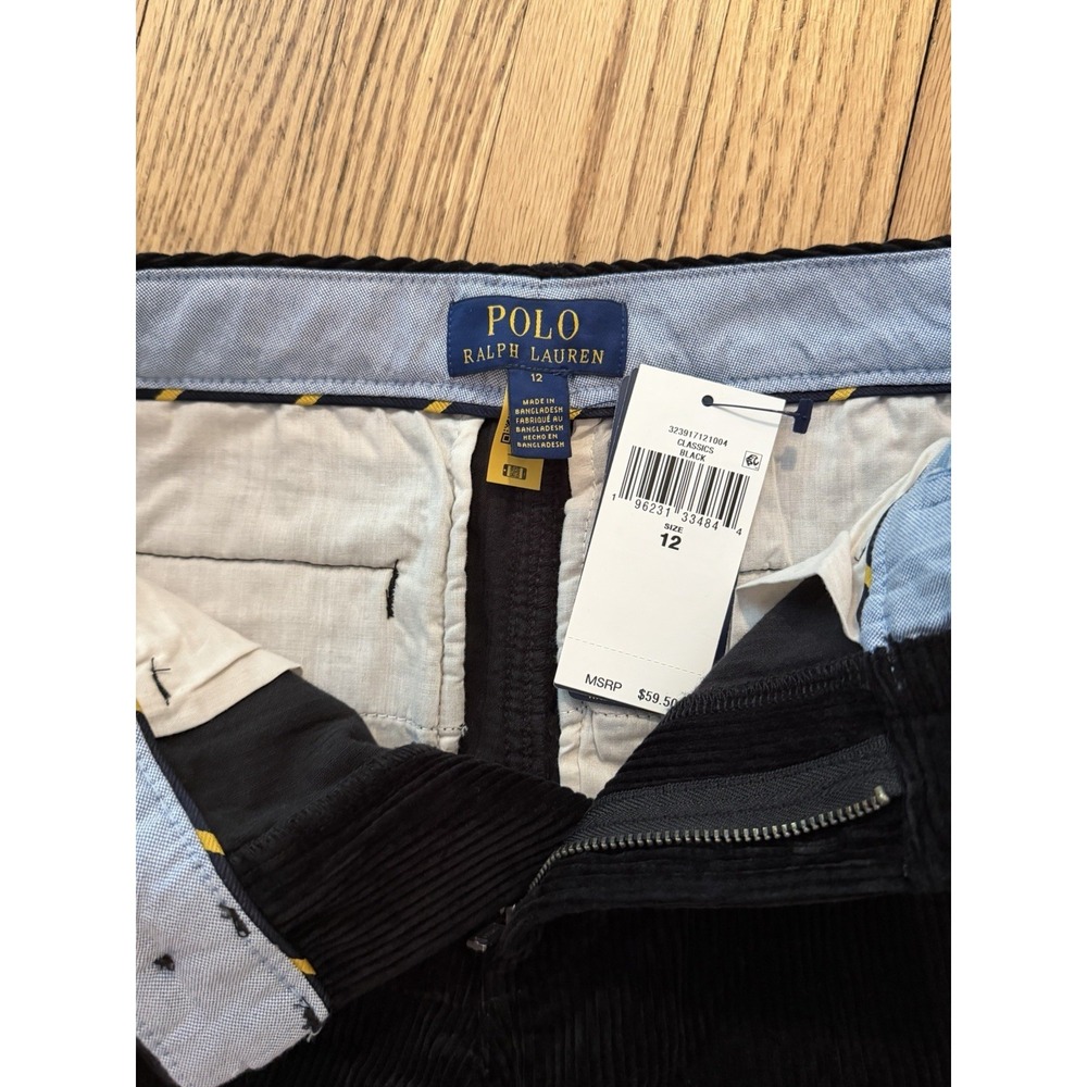 Polo Ralph Lauren Boys Black Corduroy Dress Pants NWT Sz 12 Classic Fit Holiday - Picture 2 of 6